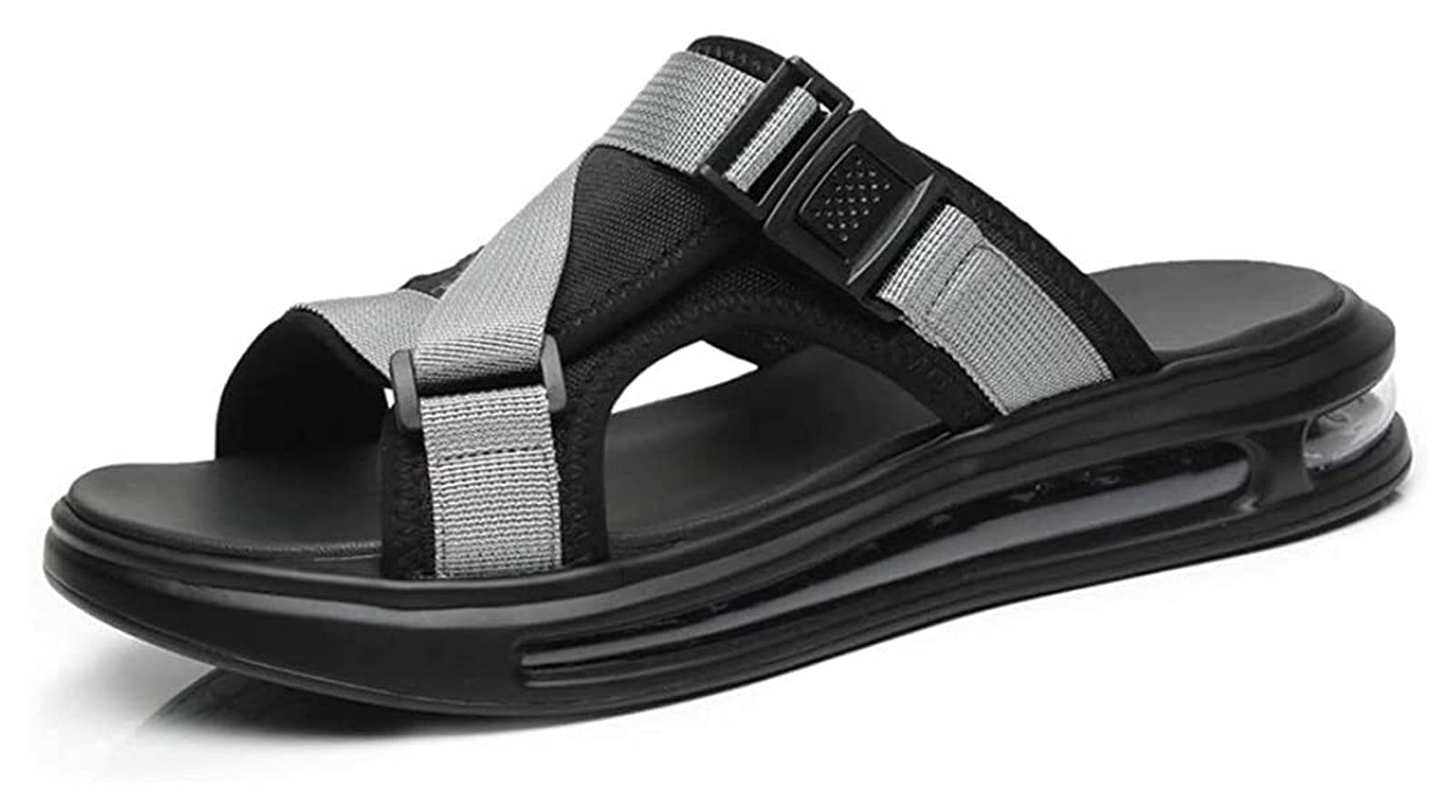 **YUESFZ Men's Comfortable Non-Slip Beach Slippers - Outdoor Casual Slide Sandals with Thick Sole for Summer, Bath, Pool & Travel (Gray, Size 39 EU) - Perfect for Beach, Vacation & Relaxation**