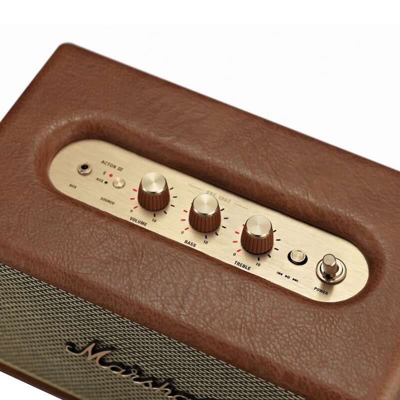 Marshall Acton III Bluetooth Speaker - Wireless Portable Speaker with Rich Bass, Multi-Room Streaming, Brown - Perfect for Home, Parties & Outdoor Adventures