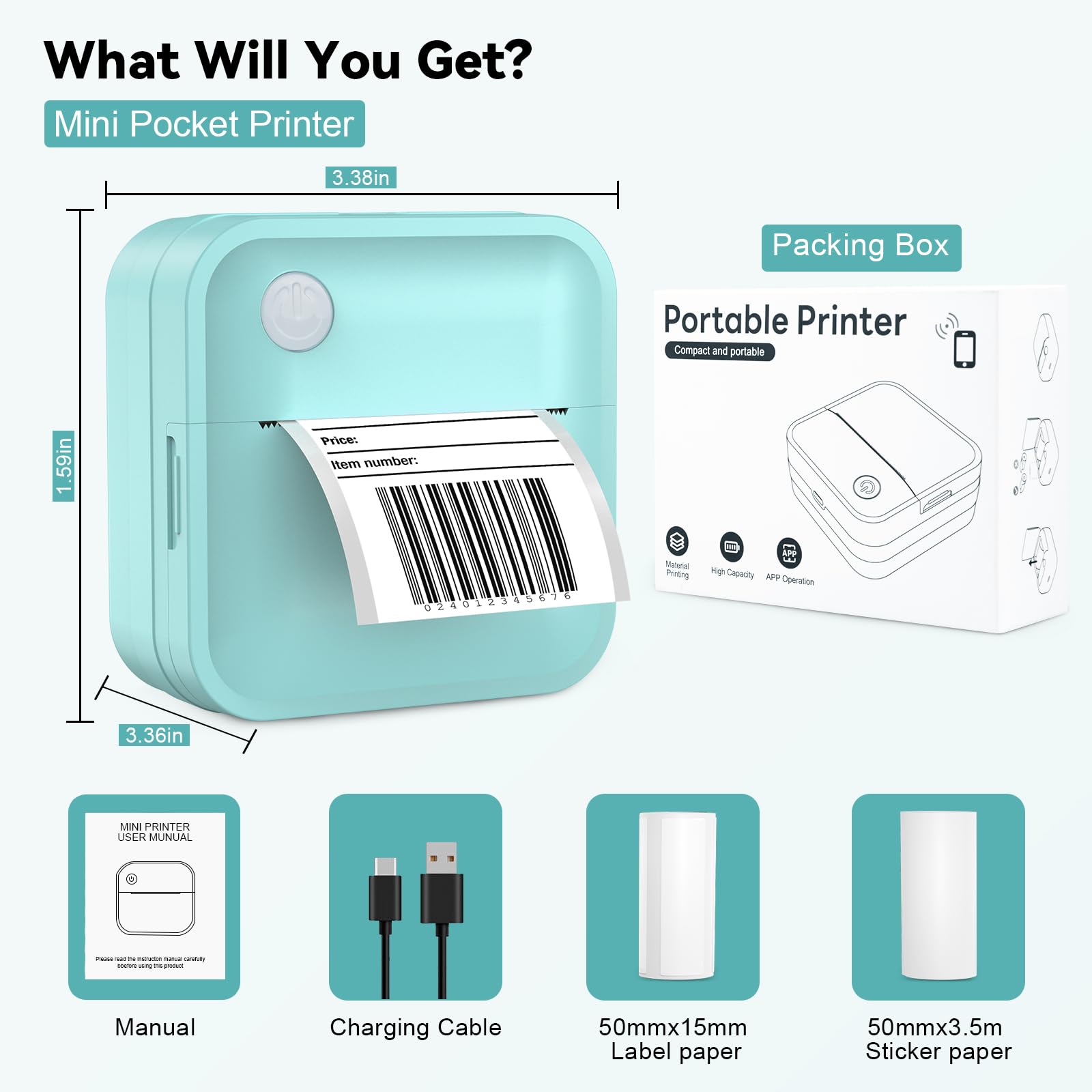 Portable Bluetooth Label Maker Machine - Mini Thermal Sticker Printer for Home, Office & School Organization | Wireless Label Printer for Phones, Kids Items & Photo Notes | Perfect for Organizing Files, Craft Projects & Classroom Supplies