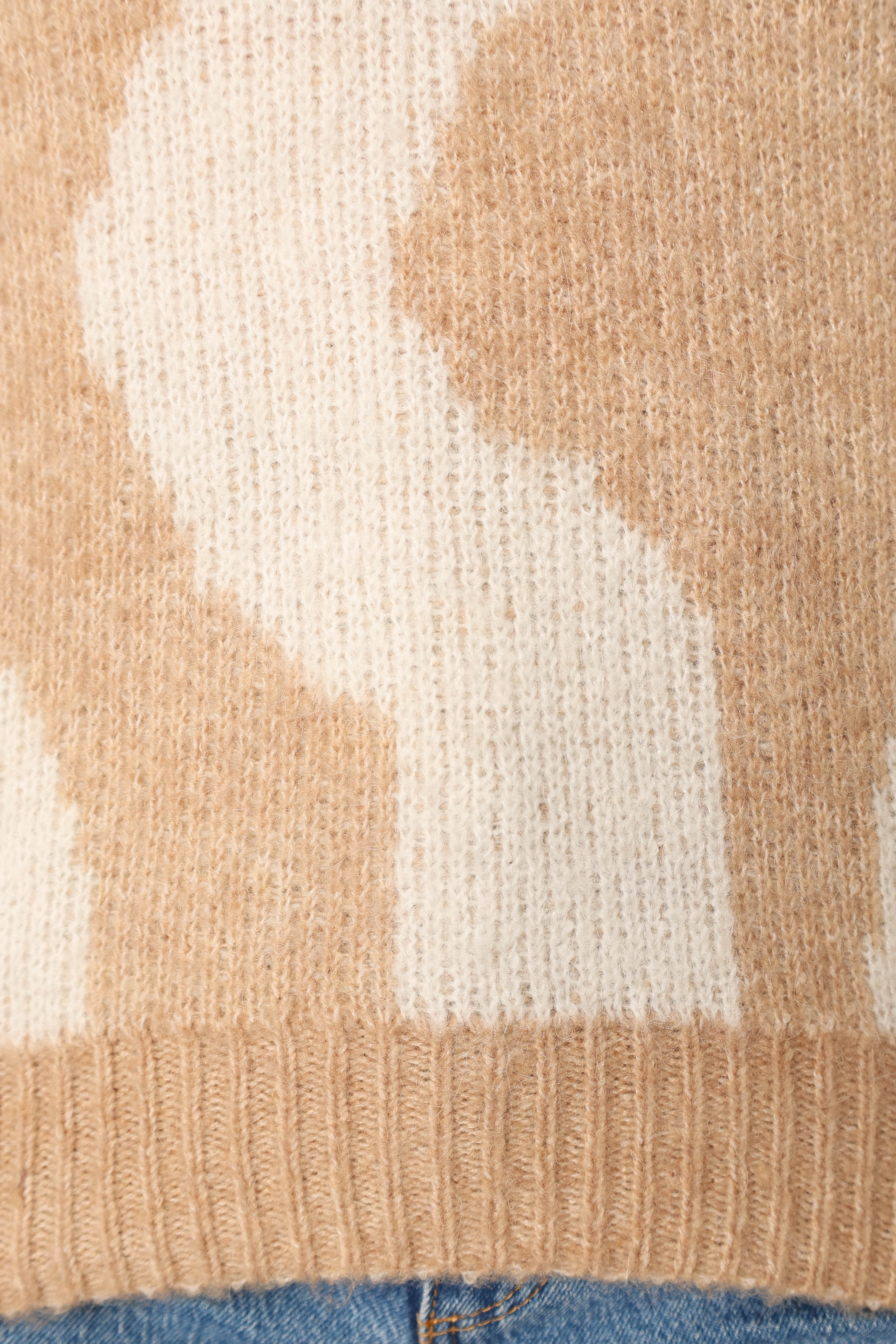 Elliana V-Neck Knit Sweater for Women - Soft & Cozy Beige & White Pullover | Perfect for Fall, Winter & Casual Outfits
