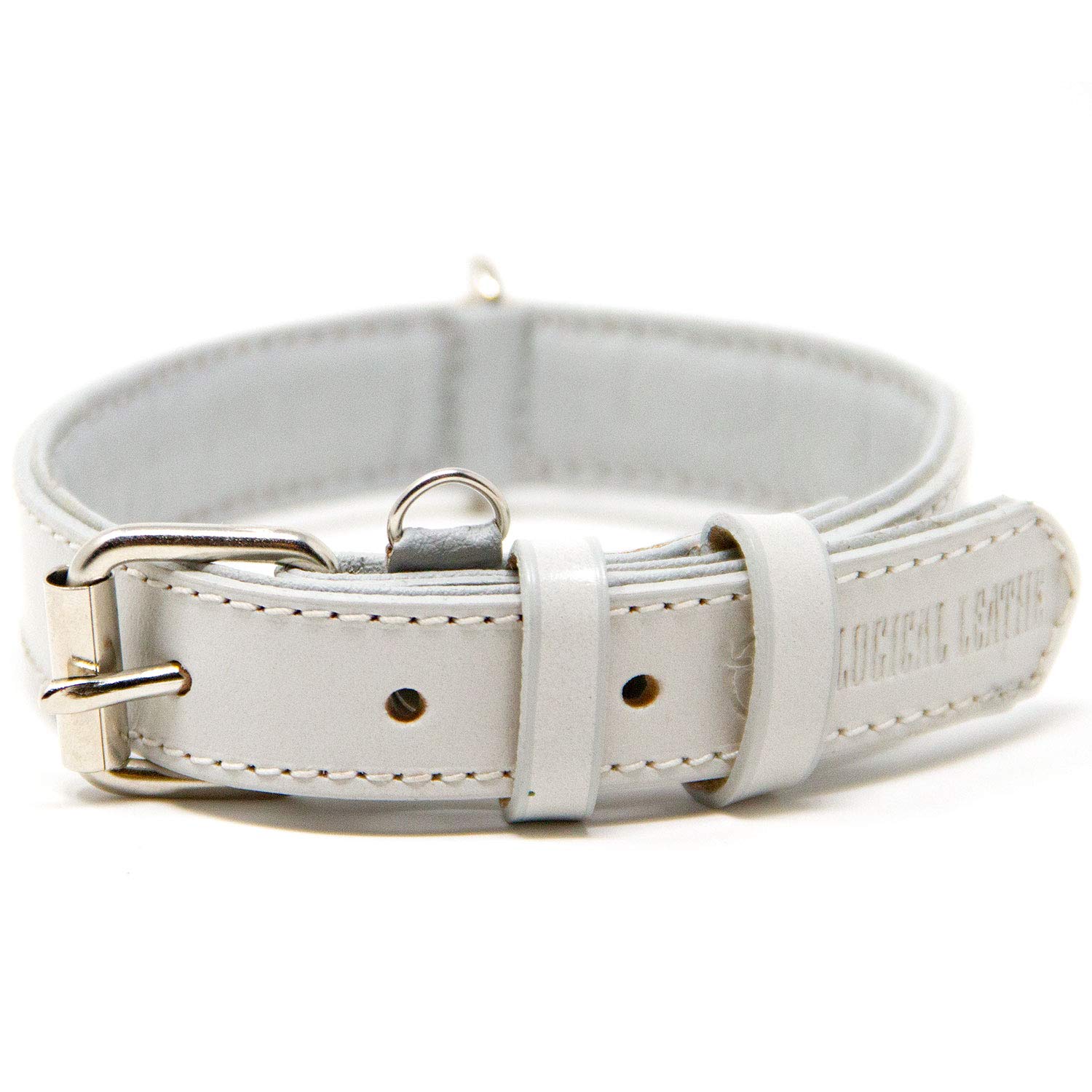 Premium Genuine Leather Dog Collar for Small Dogs - Soft Padded Full Grain Leather Pet Collar with Adjustable Buckle (Grey, Small) - Perfect for Daily Walks, Training & Fashion Accessories
