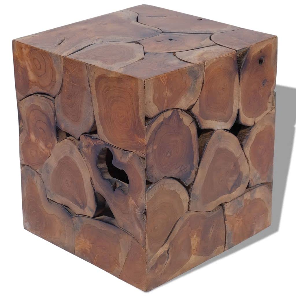 Vintage Teak Wood Stools & Coffee Tables with Footrests - Solid Wood Side Tables for Living Room, Lounge, and Patio - Perfect for Relaxing, Reading, and Coffee Time