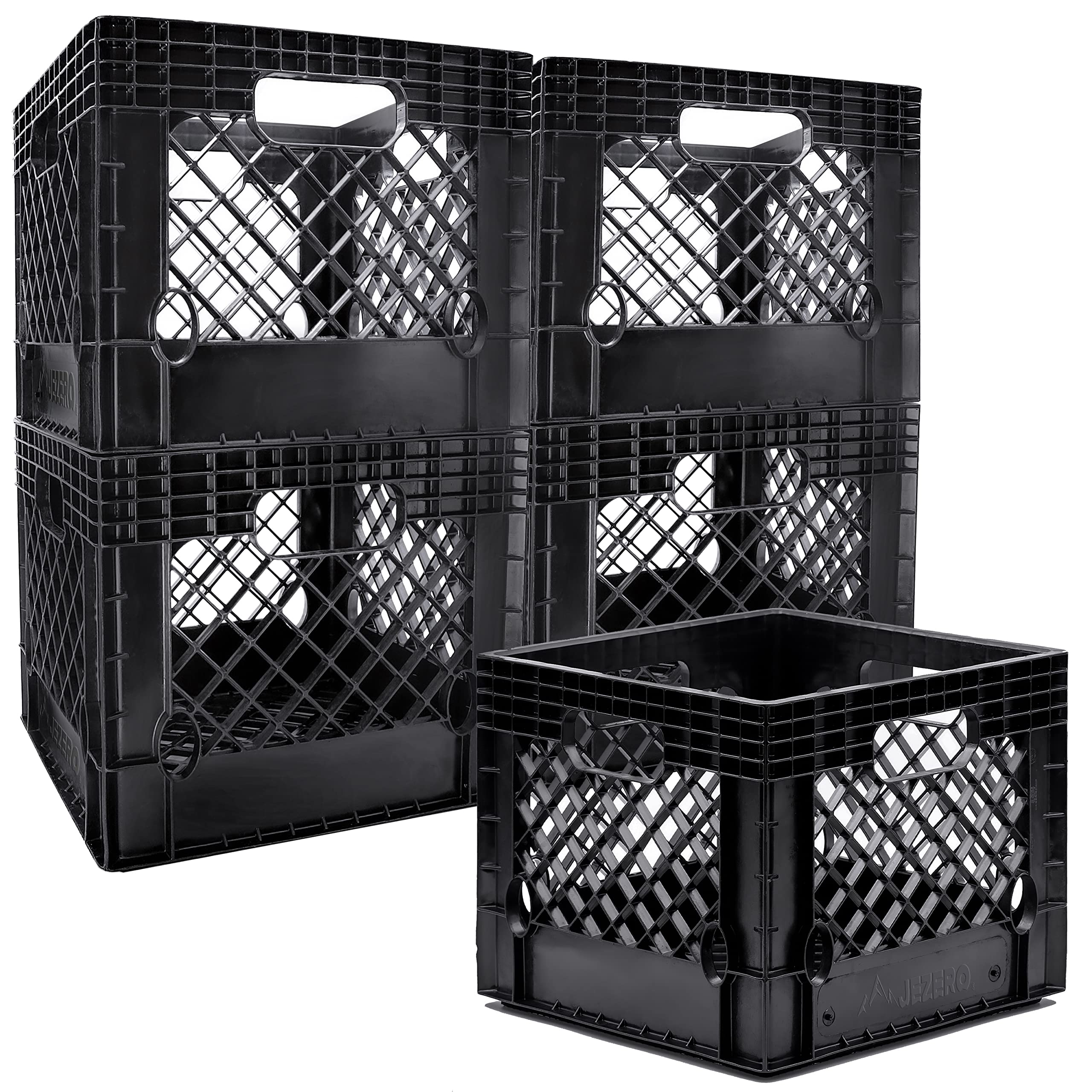 Jezero MC-16-S2 Heavy Duty Plastic Milk Crate - Multi-Purpose Storage Bin for Home, Office, Garage & Outdoor Use - Durable Stackable Organizer for Groceries, Toys, Books & More