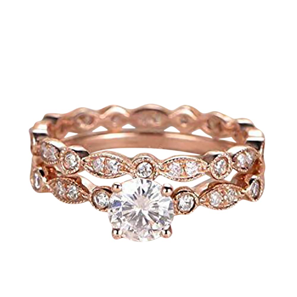 1.50 Carat Moissanite & Diamond Wedding Ring Set in 18k Gold Plating - Elegant Bridal Jewelry for Engagement, Anniversary & Special Occasions