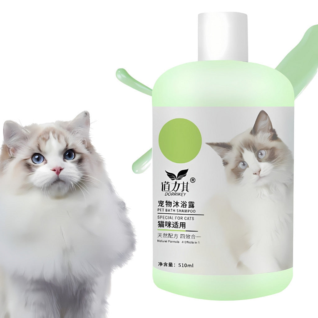**Natural Pet Shampoo for Cats – 510ml White & Reddish Brown Coat, Anti-Itch Flea & Mite Treatment – Gentle Cleansing & Skin Relief for Sensitive Cats – Perfect for Bath Time & Grooming**