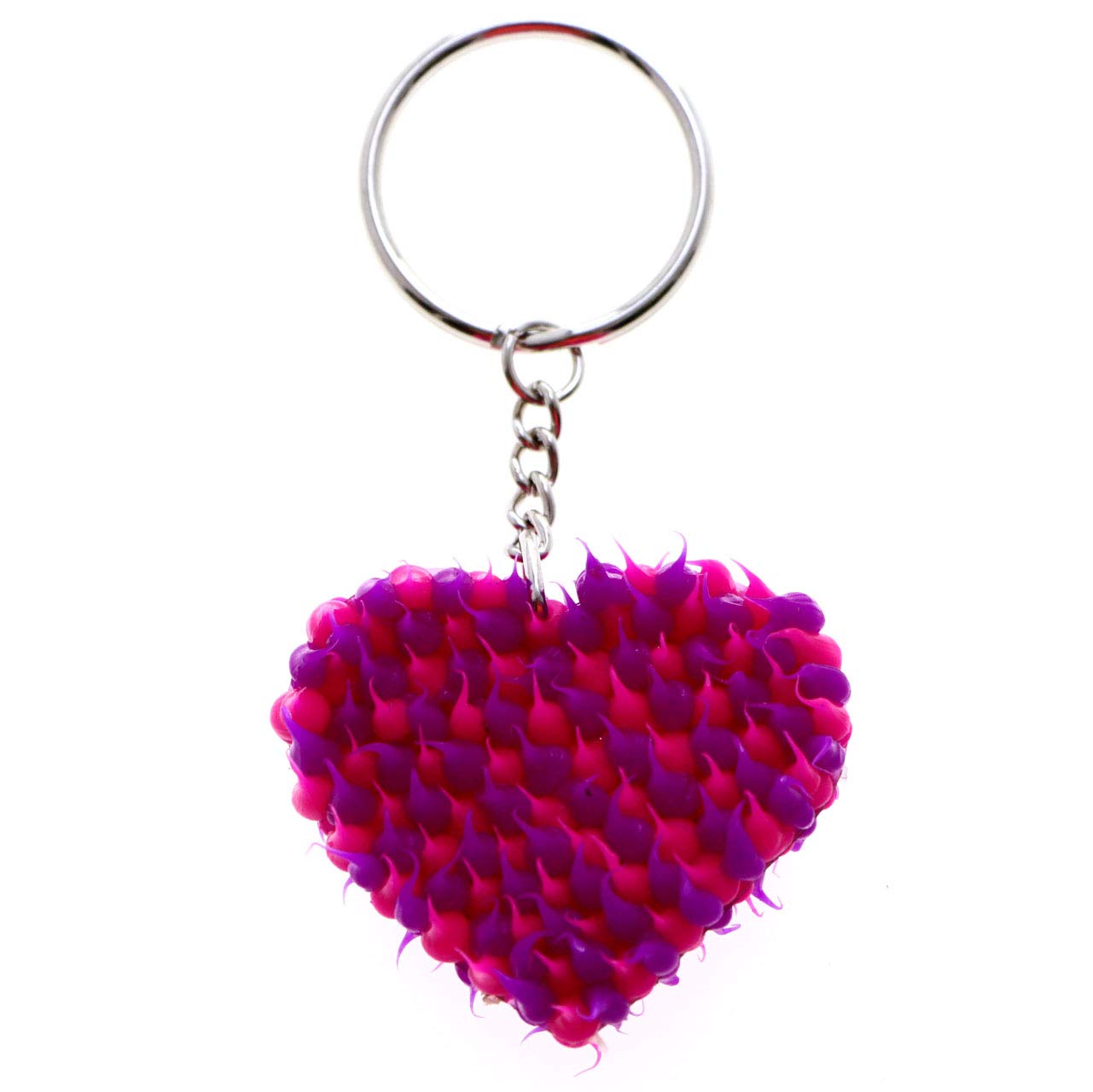 Soft Squishy Spike Heart Split-Ring Keychain - Cute Pink & Purple Stress Relief Toy for Kids & Adults - Perfect for Backpacks, Keychains & Anxiety Relief