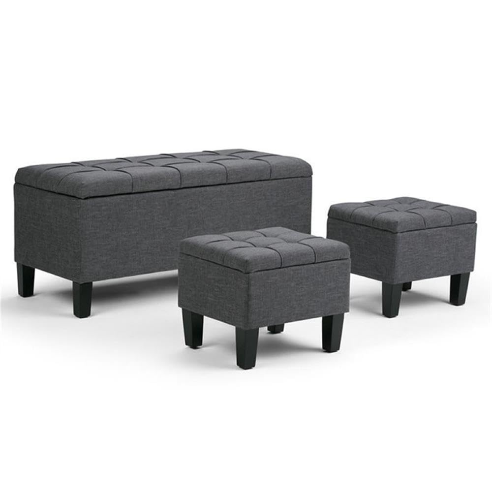 3 in 1 Storage Ottoman Bench with Lift Top - Upholstered Footrest & Hassock, Large Hidden Storage Chest for Blankets (Dark Gray, Queen Size) - Perfect for Bedroom, Living Room & Home Organization