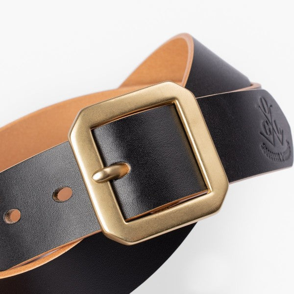 Premium OGL Single Prong Garrison Buckle Leather Belt - Hand-Dyed Black for Men | Classic Dress Belt for Business, Office & Formal Occasions