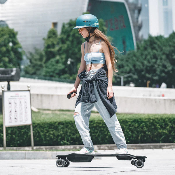 Exway Flex Pro Electric Skateboard - 345Wh Battery, 31 MPH Top Speed, 25 Mile Range, Belt Drive System with Remote Control - Perfect for Commuting, Campus Travel & Outdoor Adventures