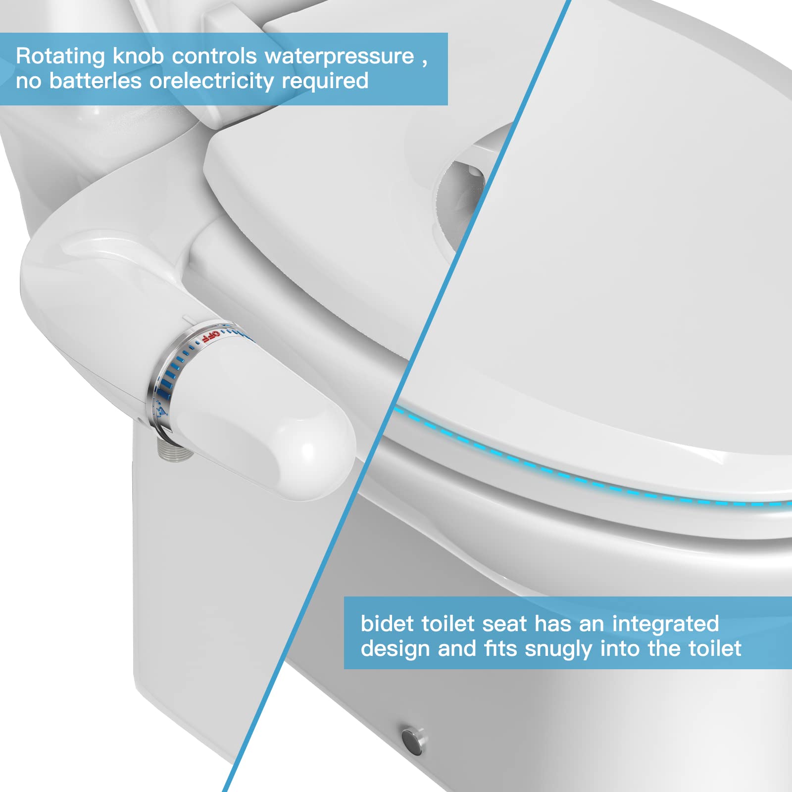 Non-Electric Bidet Toilet Seat Attachment - Elongated 19