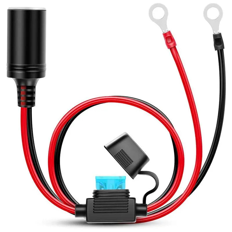 3FT Female Cigarette Lighter Outlet with Eyelet Terminal Fuse Holder - Car, Boat, RV Power Adapter for Charging Phones & Devices