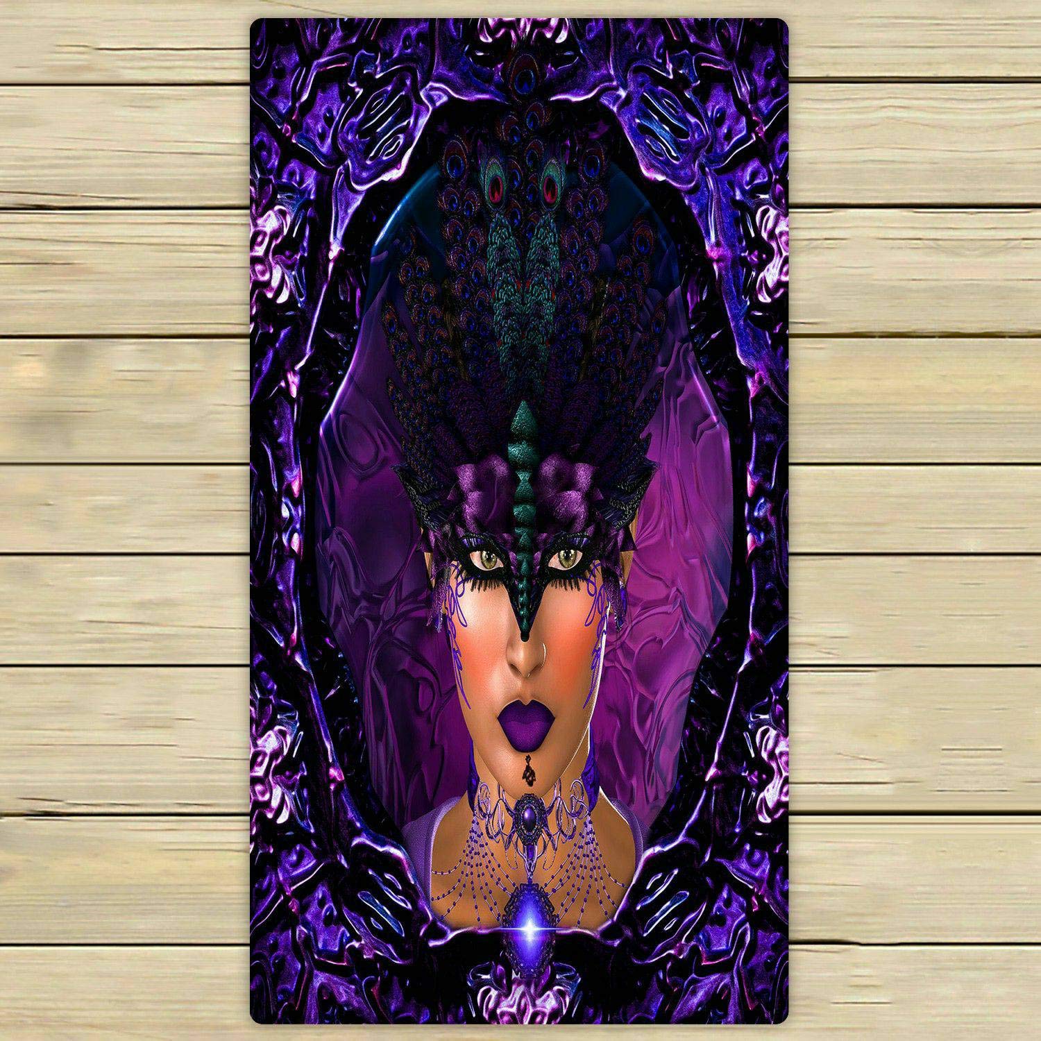 ECZJNT Purple Queen Masquerade Beach Towel - 30x56 Inch Large Bath & Shower Towel for Women, Home, Travel, Pool, Spa | Quick-Dry & Soft for Beach, Vacation, Gym, Yoga