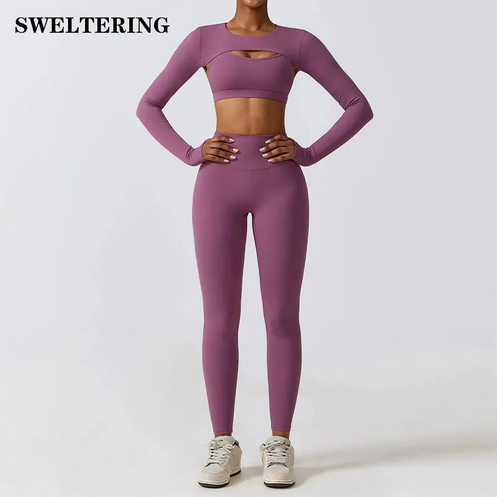 Women's 2/3-Piece Workout Outfits - High Waist Yoga Pants & Stretch Sports Bra Set - Gym, Running & Fitness Activewear - Perfect for Yoga, Pilates & Home Workouts