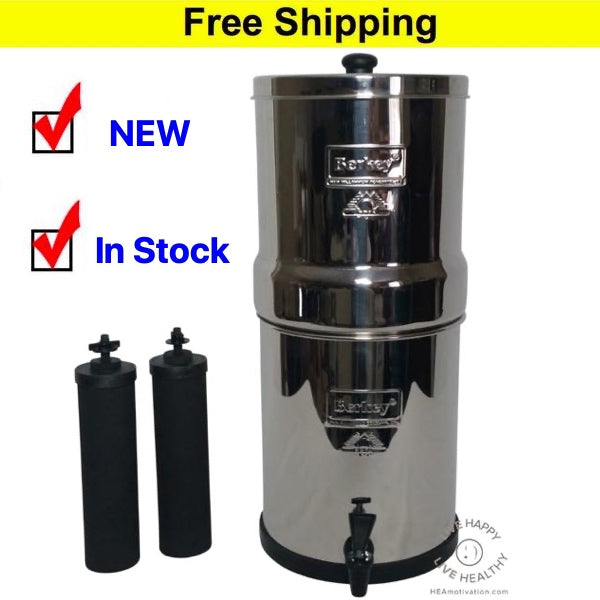 Big Berkey Water Filter System - 2.25 Gallon Stainless Steel Gravity Fed Countertop Purifier for Home, Camping & Emergency Preparedness
