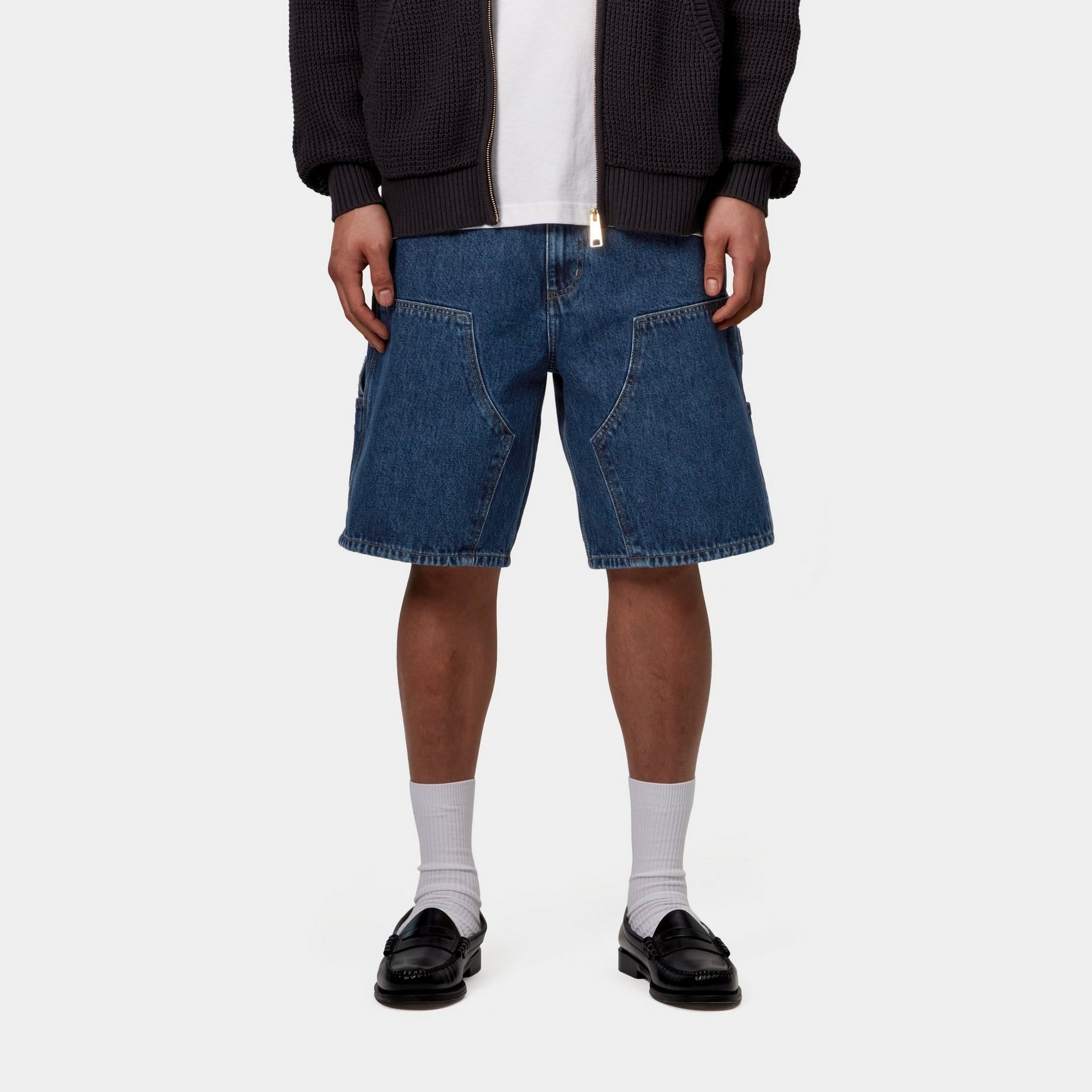 Double Knee Denim Shorts for Men - Stone Washed Blue Jeans | Casual Wear, Summer Outfits & Street Style