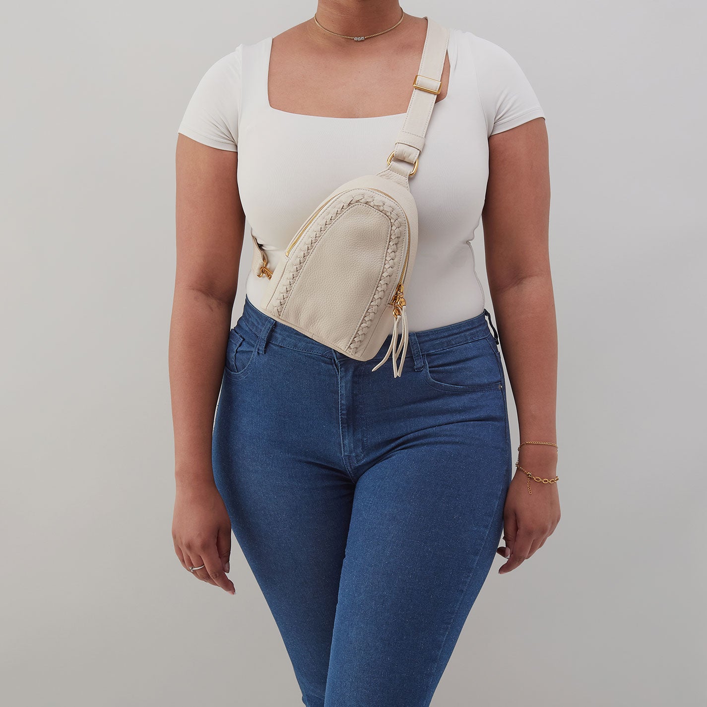 Premium Pebbled Leather Fern Sling Bag in Birch - Stylish Crossbody Purse for Women, Perfect for Everyday Use, Travel, and Casual Outings