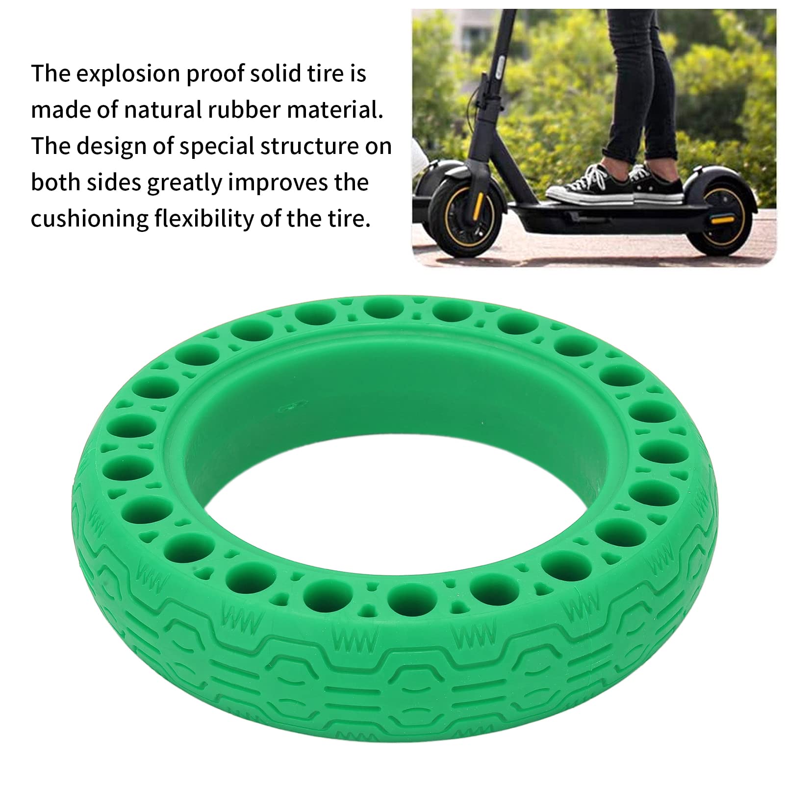 SUNGOOYUE 60/70-6.5 Honeycomb Solid Rubber Tire for Ninebot G30D/G30P Electric Scooter - Explosion-Proof, Durable & Multicolor Options (Green) - Perfect for Urban Commuting & Off-Road Adventures