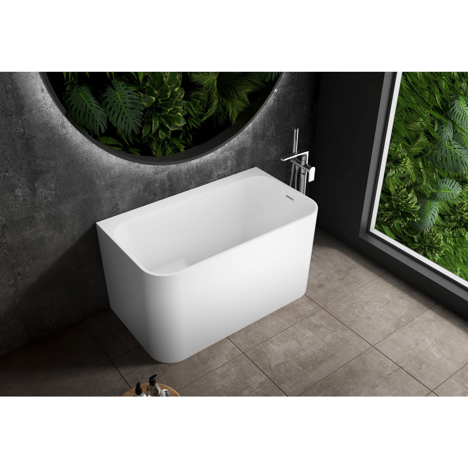 Aqua Eden 47 Inch Acrylic Freestanding Bathtub - Glossy White Rectangular Soaking Tub with Drain & Built-in Seat | Double Ended Design for Spa-Like Relaxation in Master Bathroom