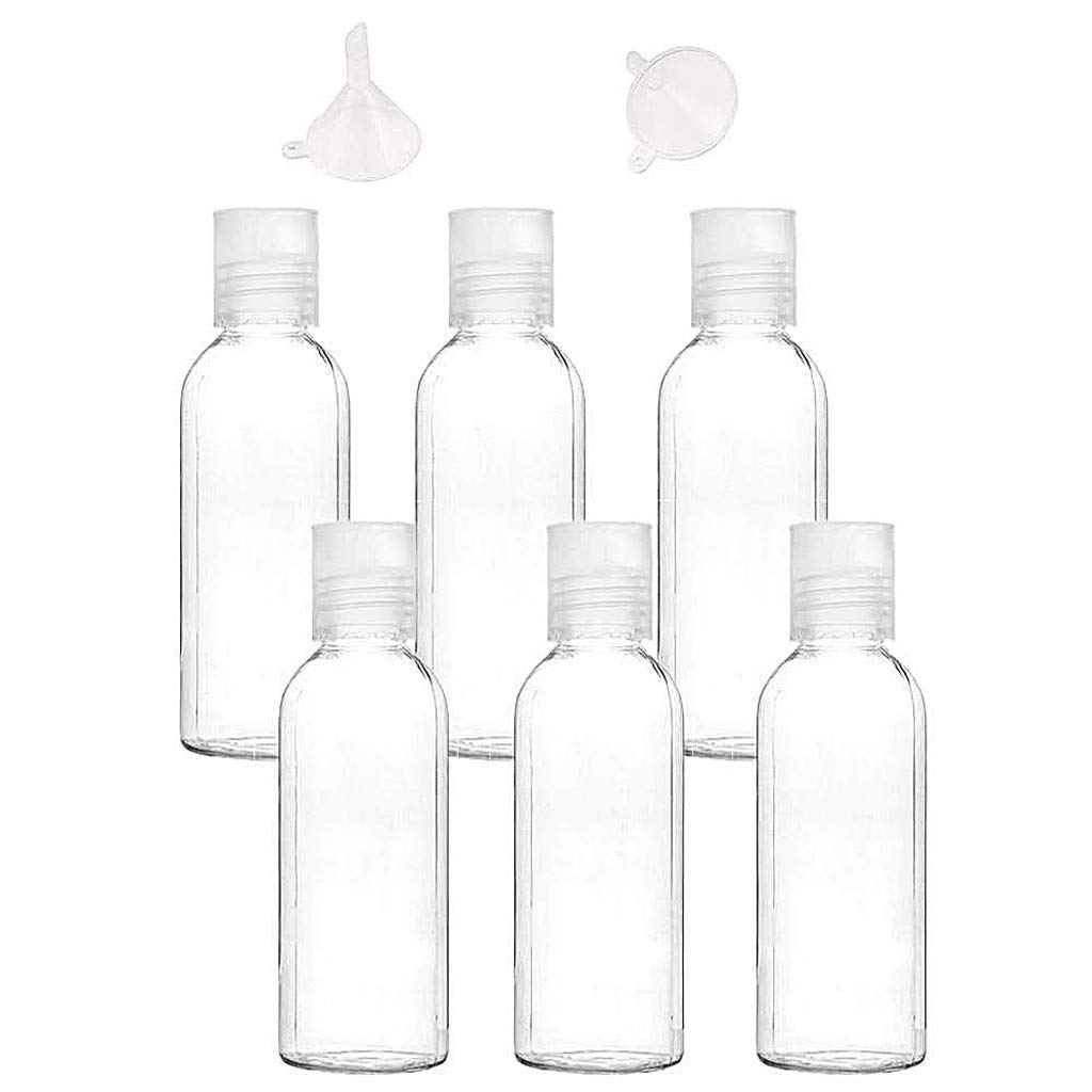2PCS Transparent Plastic Bottles & 6PCS 100ml Travel Funnel Set - Cosmetic Containers, Cleaning Supplies, Ceramic Coffee Tumbler (White) - Perfect for DIY Beauty Products, Travel Toiletries & Kitchen Organization