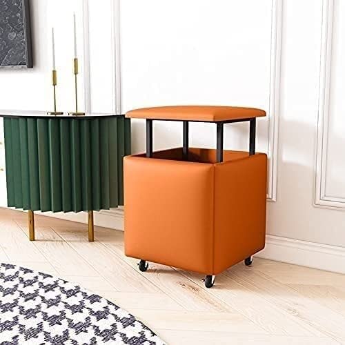 5-in-1 Convertible Ottoman Foot Stool - Multi-Functional Coffee Table with Storage, Foldable Sofa Stool for Living Room, Bedroom & Office (Brown, Small) - Perfect for Relaxing, Extra Seating & Home Organization