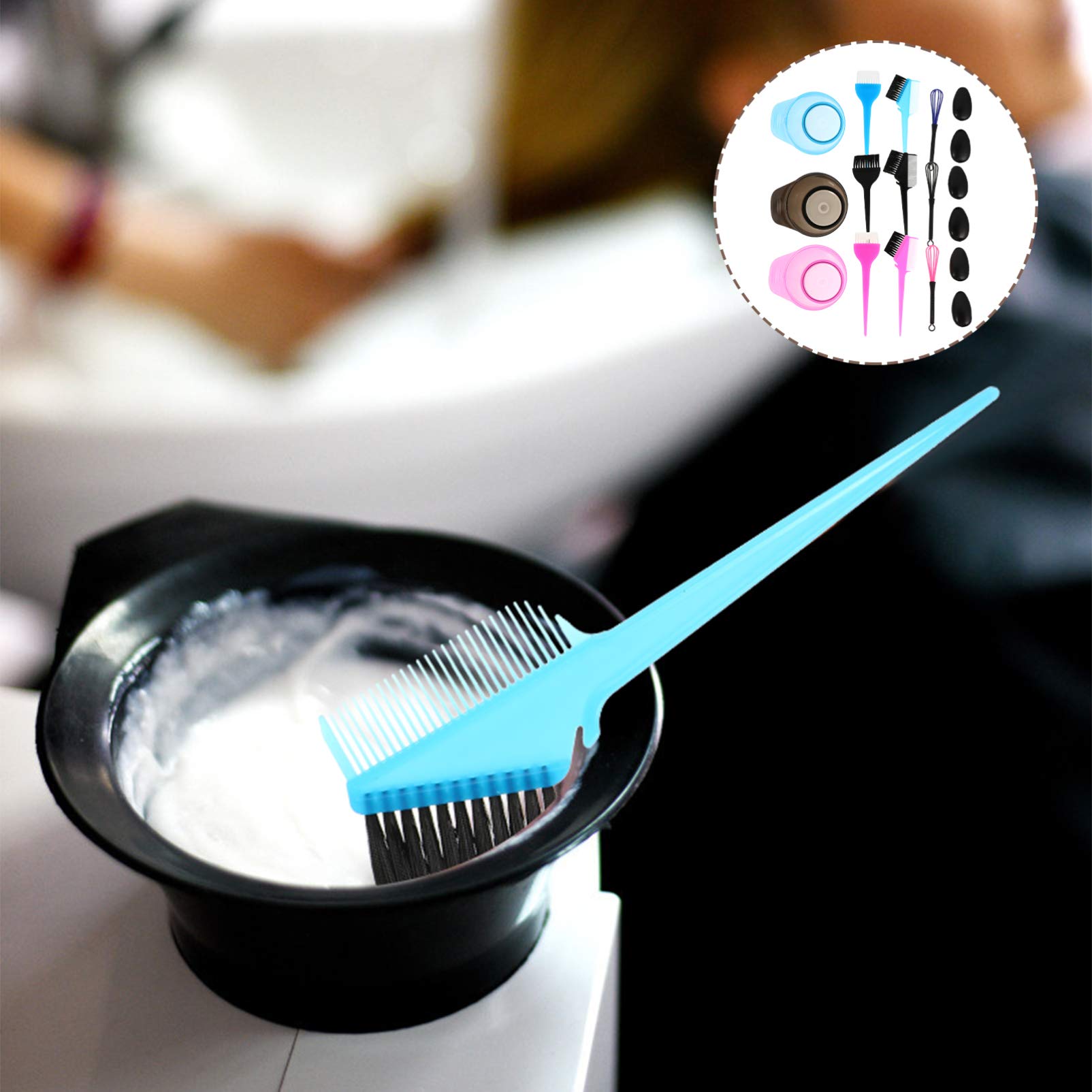 3-Piece Hair Dye Mixing Bowl Kit with Tint Brush & Combs - Professional Hair Coloring Tools for Salon & Home Use - Perfect for DIY Hair Treatment, Highlights & Styling