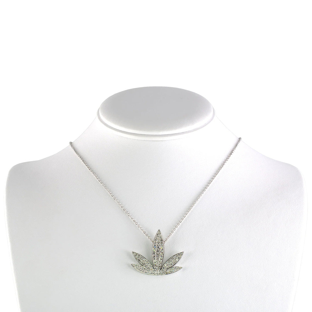 14K Gold Pave Diamond Leaf Pendant Necklace for Women - Elegant Nature-Inspired Jewelry Gift for Birthday, Anniversary & Special Occasions