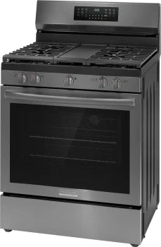 Frigidaire Gallery GCRG3060BD 30 Inch Gas Range with No Preheat & Air Fry Function - Black Stainless Steel for Modern Kitchens | Perfect for Baking, Roasting & Air Frying Family Meals