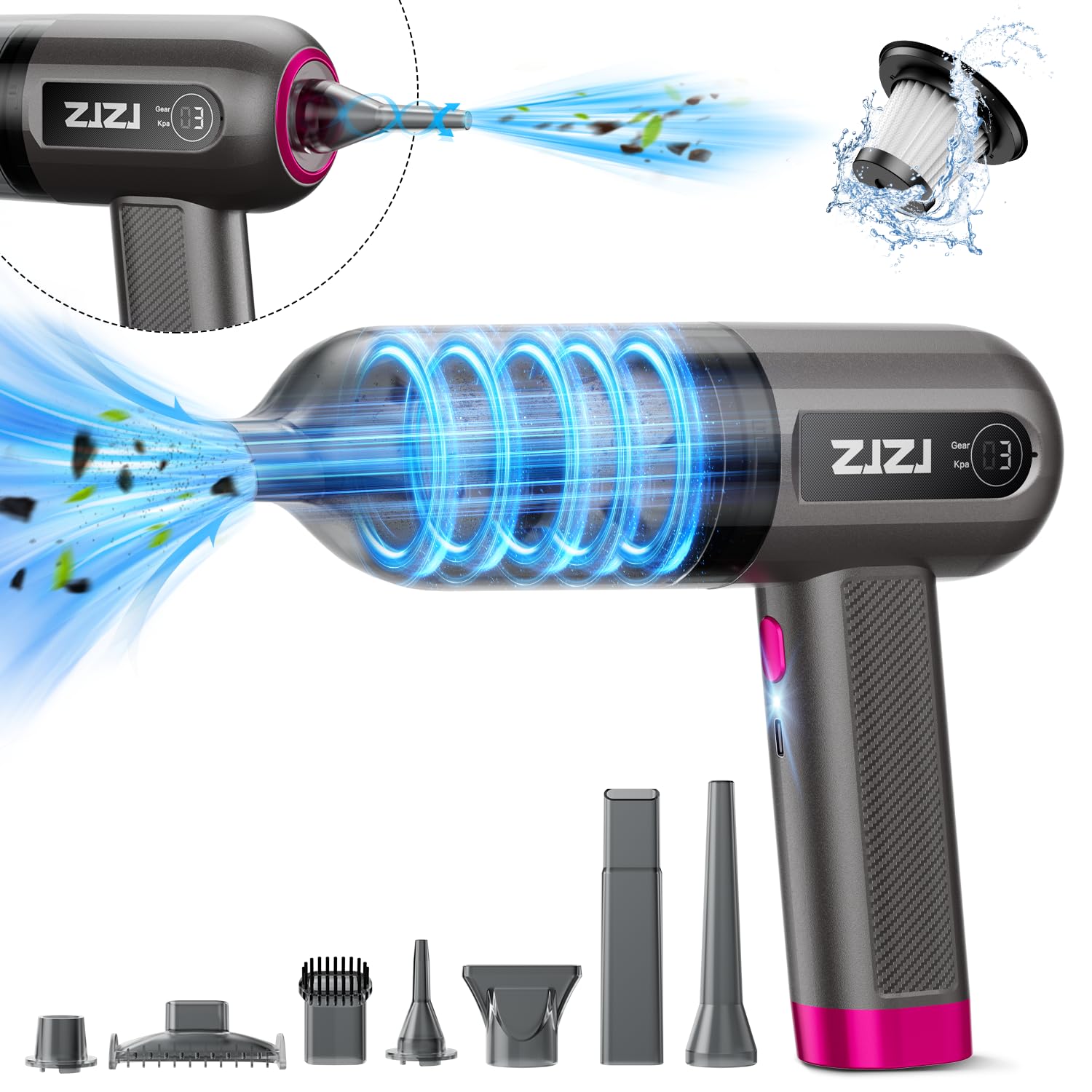 Cordless Handheld Car Vacuum Cleaner - 15000PA High Power Portable Vacuum with 3 Speed Settings, Digital Display & Rechargeable Battery | Perfect for Car Cleaning, Pet Hair Removal & Home Use