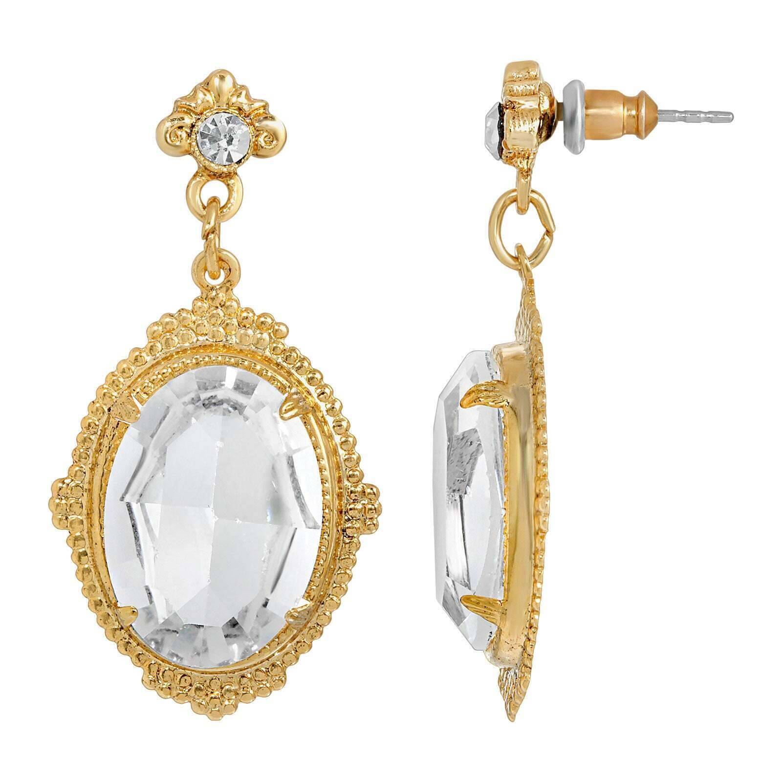 1928 Antique Style Oval Post Austrian Crystal Drop Earrings - Vintage Dangle Earrings for Women, Elegant Bridal Jewelry Gift for Weddings & Special Occasions