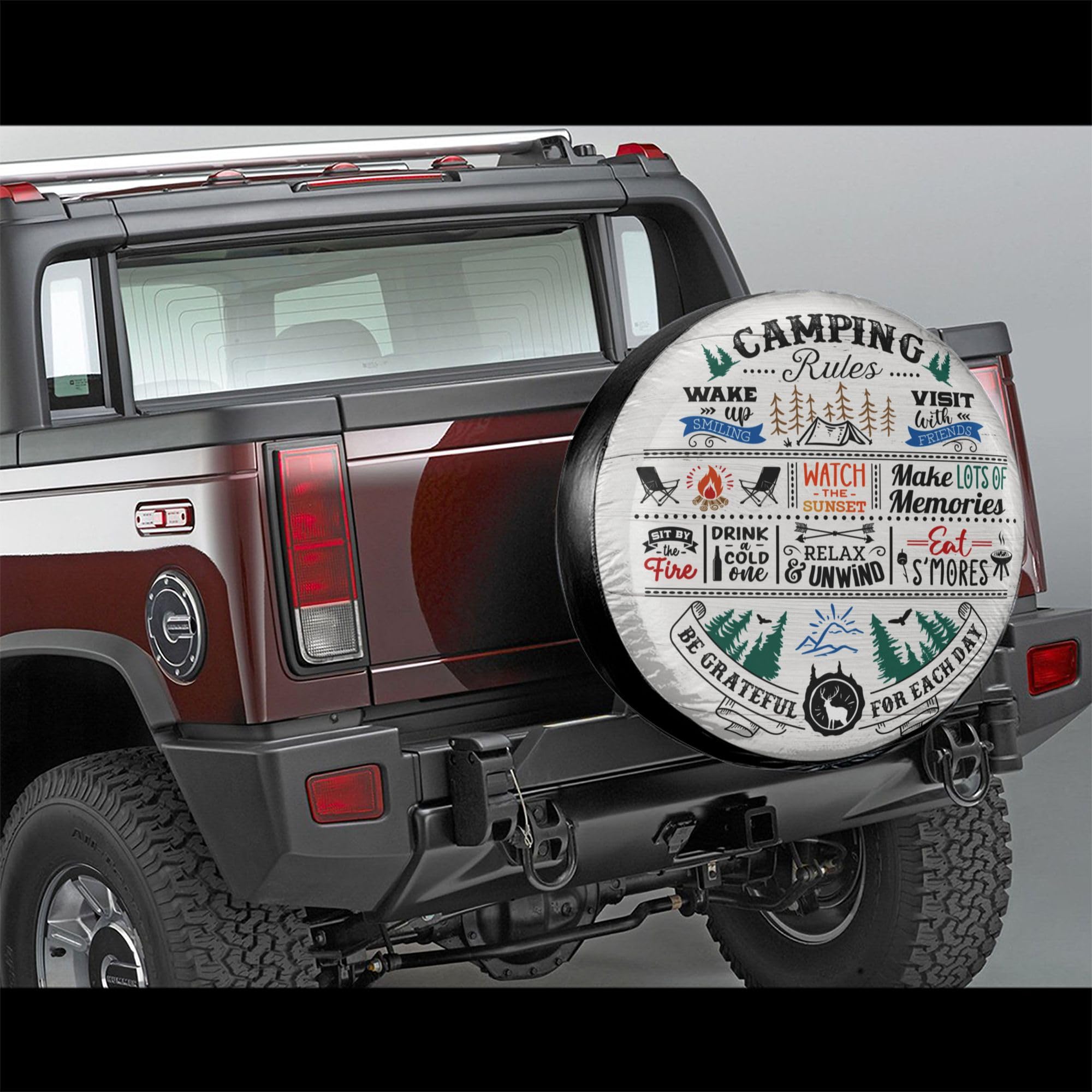 Universal 14 Inch Weatherproof RV Spare Tire Cover - Camper, Trailer, SUV & Truck Wheel Protector for Outdoor Travel & Camping Adventures