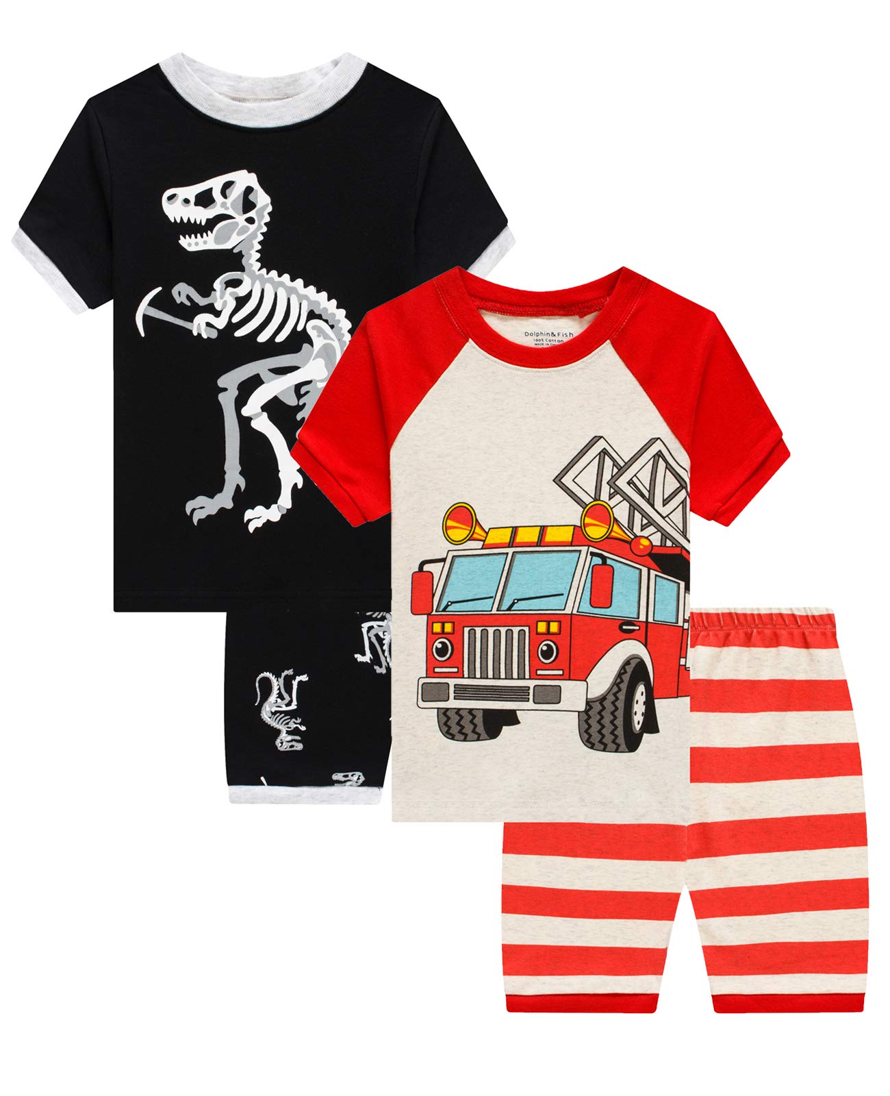 Dolphin & Fish Cotton Short Pajamas for Boys - Soft Summer Kids Sleepwear for Toddlers & Children | Perfect for Bedtime & Lounging