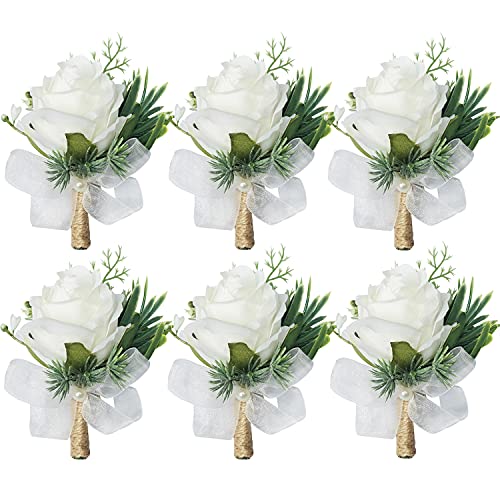 6pcs White Corsages