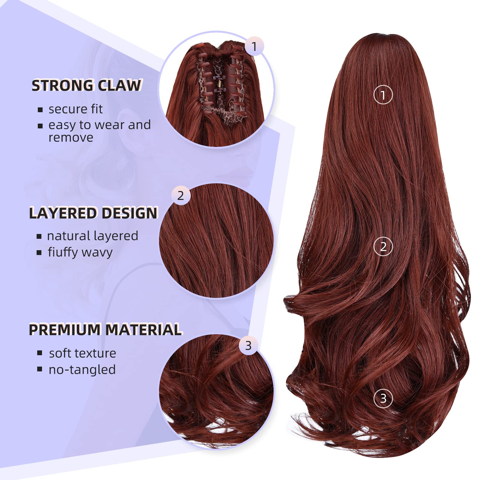 Natural Straight Ponytail Hair Extension with Claw Clip - Seamless Blonde Brown Black Hairpiece for Women - Perfect for Parties, Weddings & Everyday Styling