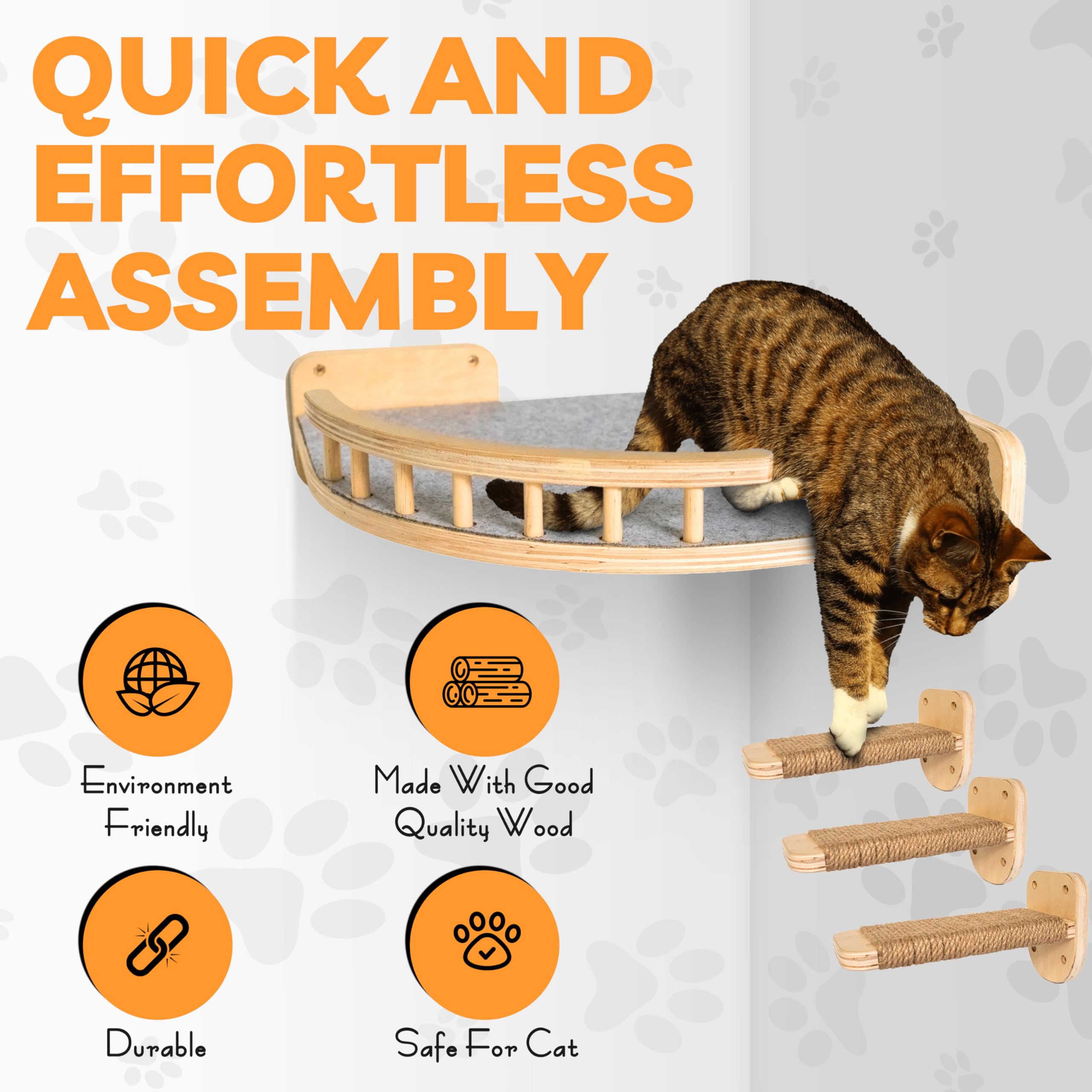 UNTITLDW Cat Wall Shelves with Steps - Multi-Level Floating Cat Perch & Climbing Shelf for Indoor Cats | Wall-Mounted Cat Furniture for Playing, Lounging & Exercise | Space-Saving Cat Wall Platform for Small Apartments & Homes