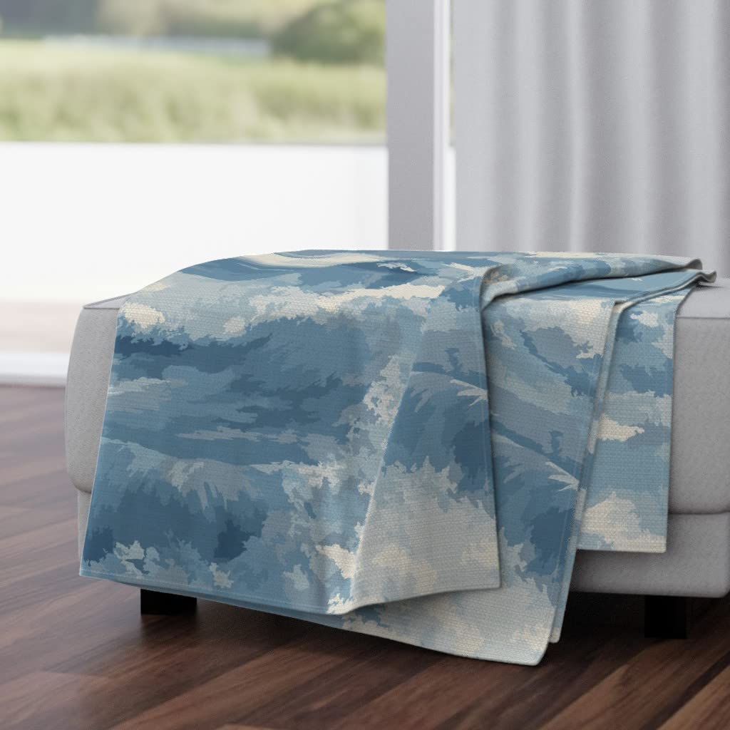 Soft Plush Minky Throw Blanket 50x70 Inches - Blue Water Abstract Landscape Design for Bed, Couch & Nursery | Cozy Home Decor Gift