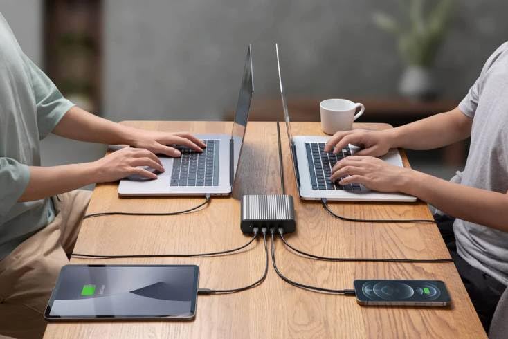 HyperJuice 245W GaN Fast Desktop Charger - 4-Port USB-C PD Power Adapter for MacBook Pro/Air, iPhone, iPad, Samsung - Compact & Powerful Charging Station for Home, Office & Travel
