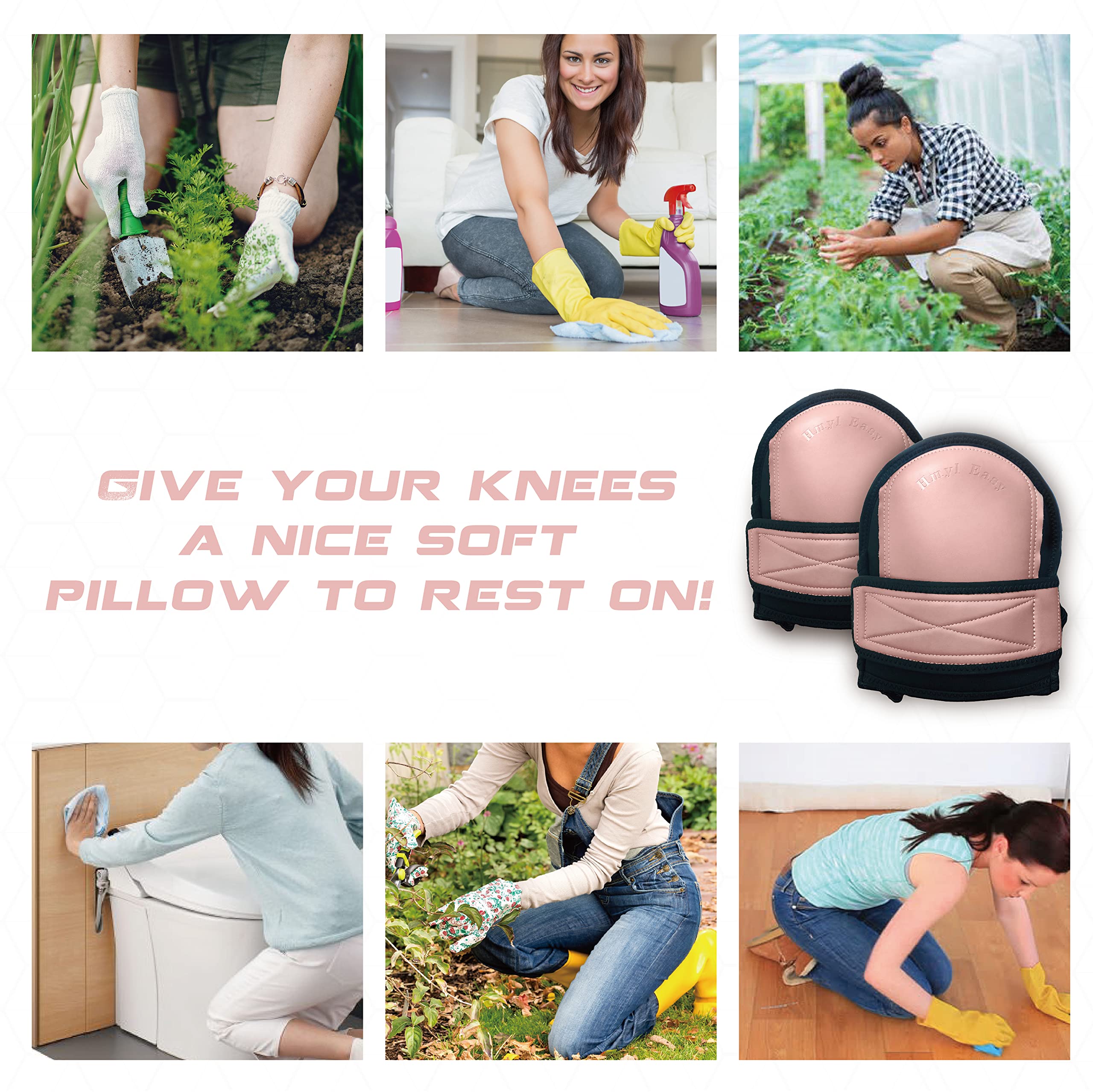 Premium Non-Slip Leather Knee Pads for Women - Super Soft Work Knee Protection with Adjustable Straps & Replaceable Cushions - Ideal for Construction, Gardening, Cleaning, Floor Work & Garage Use (Pink)