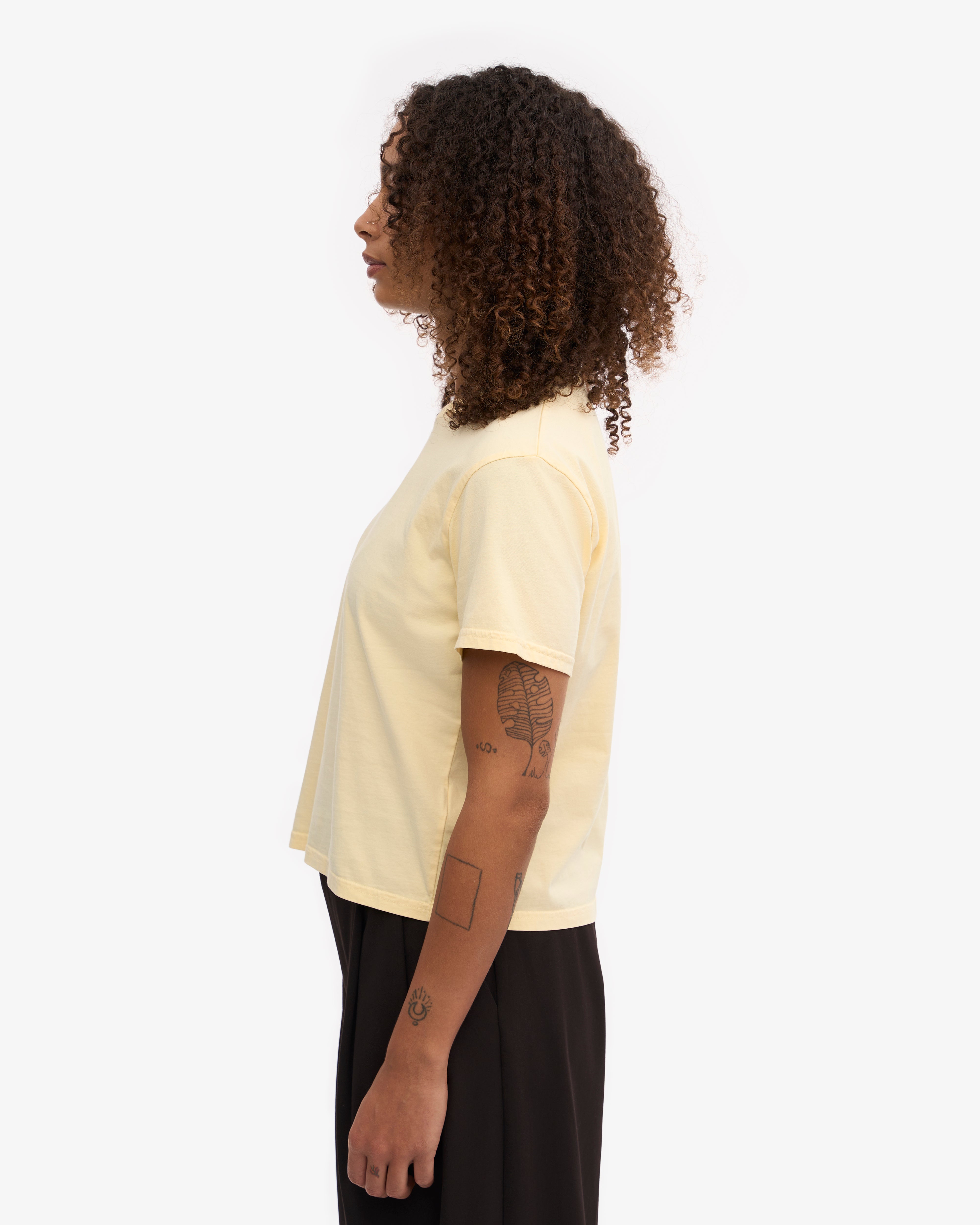 Organic Boxy Crop Tee - Soft Yellow Women's T-Shirt | Eco-Friendly Casual Top for Summer Outfits, Streetwear & Layering