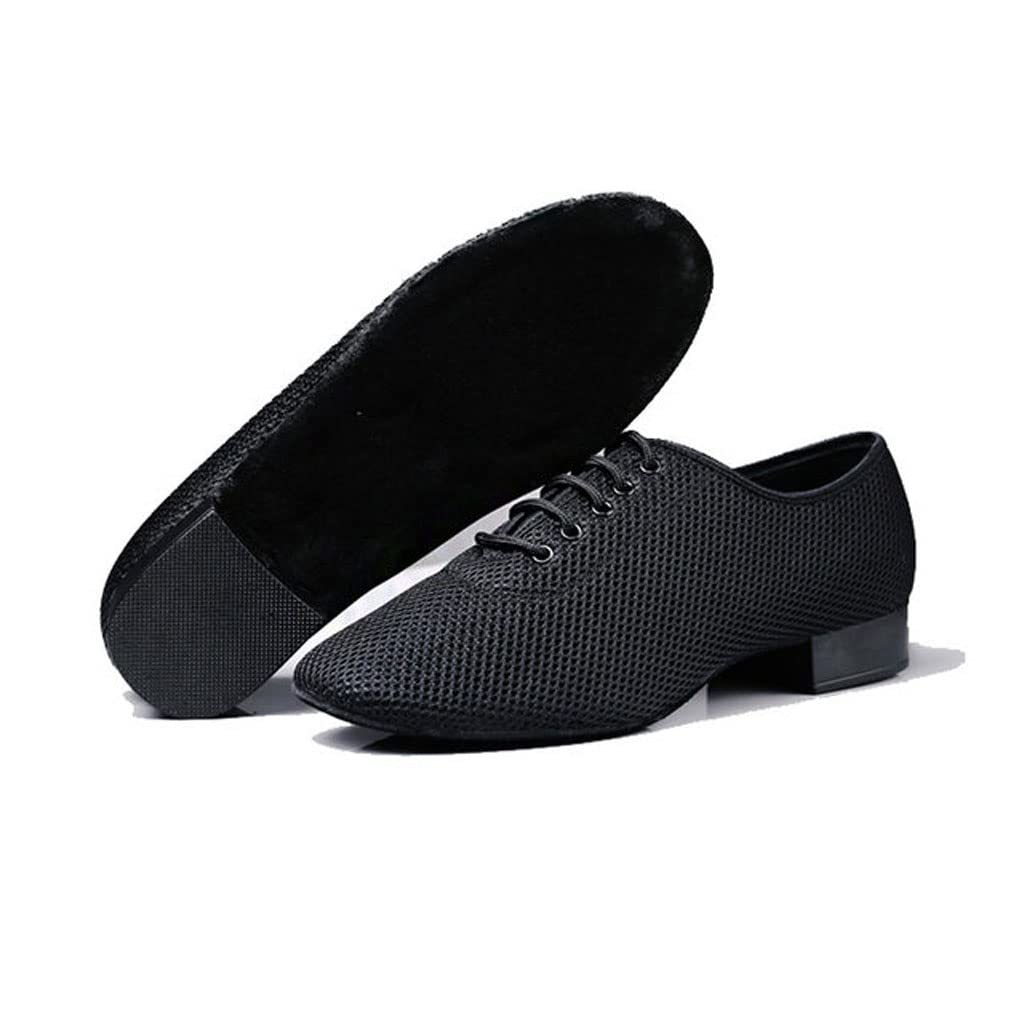 Men's Ballroom Dance Shoes - Black Low Heel 3cm Jazz Modern Soft Sole Comfortable Size 8.5 for Latin, Salsa, Swing & Social Dancing | Perfect for Professional Performances & Dance Classes