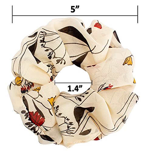 Shidara Chiffon Scrunchies for Women & Girls – Soft Elastic Hair Bands, Scrunchy Hair Ties (8-Piece Set, Multi-Color) – Perfect for School, Work, Gym & Everyday Styling