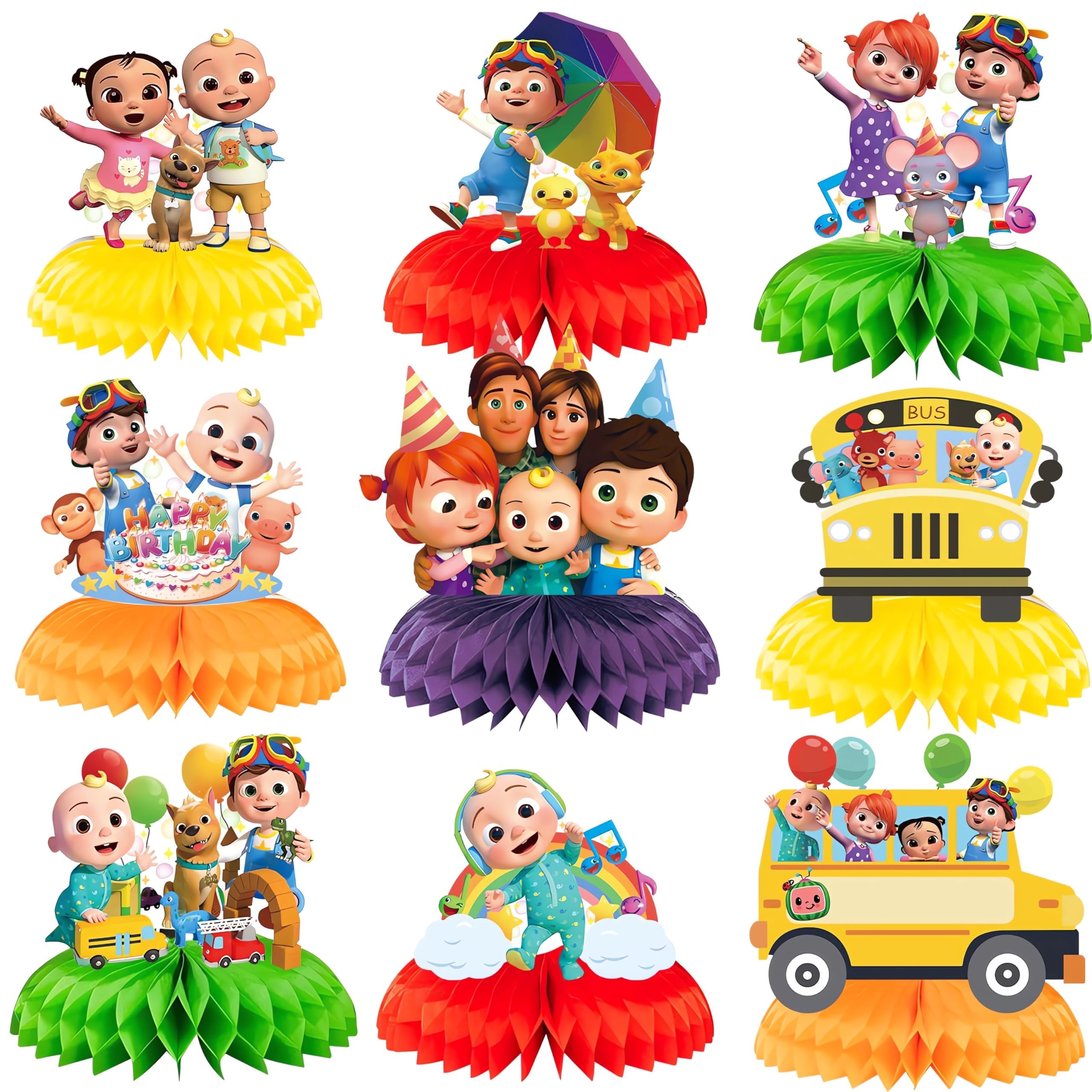 9Pcs Cartoon Melon Birthday Party Decorations Set - Cute Beehive Centerpiece for Kids, Baby Showers, Summer & Themed Parties - Perfect for Indoor & Outdoor Celebrations