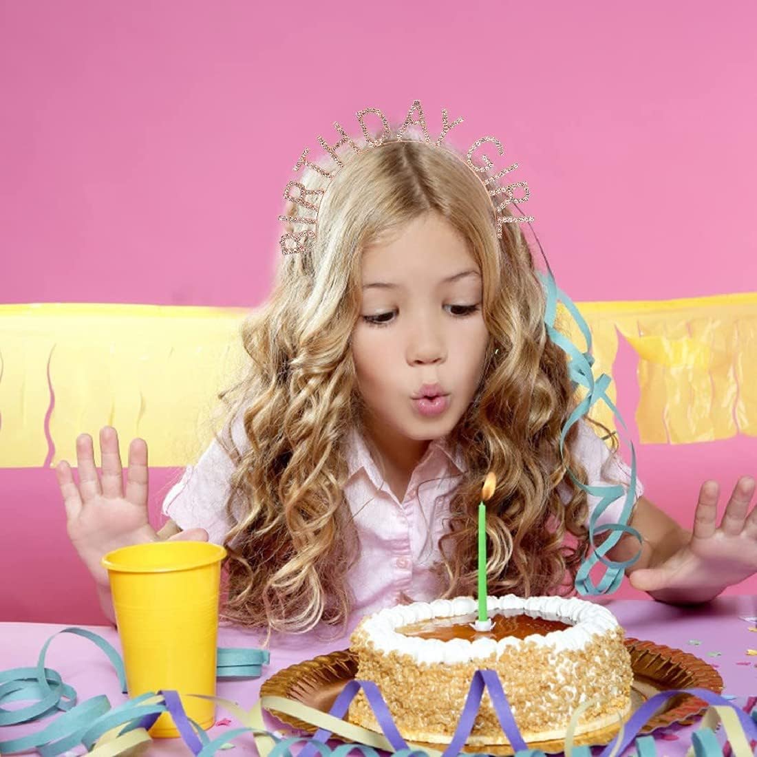 2 Pcs Birthday Crown Belts Set - Birthday Girl Sash & Tiara with Rhinestones, Rose Gold Satin Headband for Women & Girls - Perfect for Birthday Parties, Princess Themes, Photo Shoots & Special Celebrations