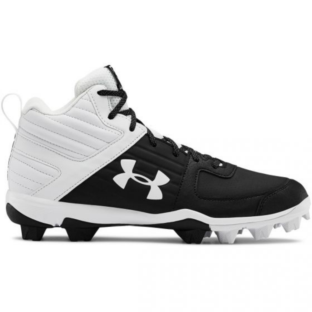 UA 2021 Boys Leadoff Mid RM Jr. Black 3023448 001 - Lightweight Baseball Cleats for Youth Training & Games