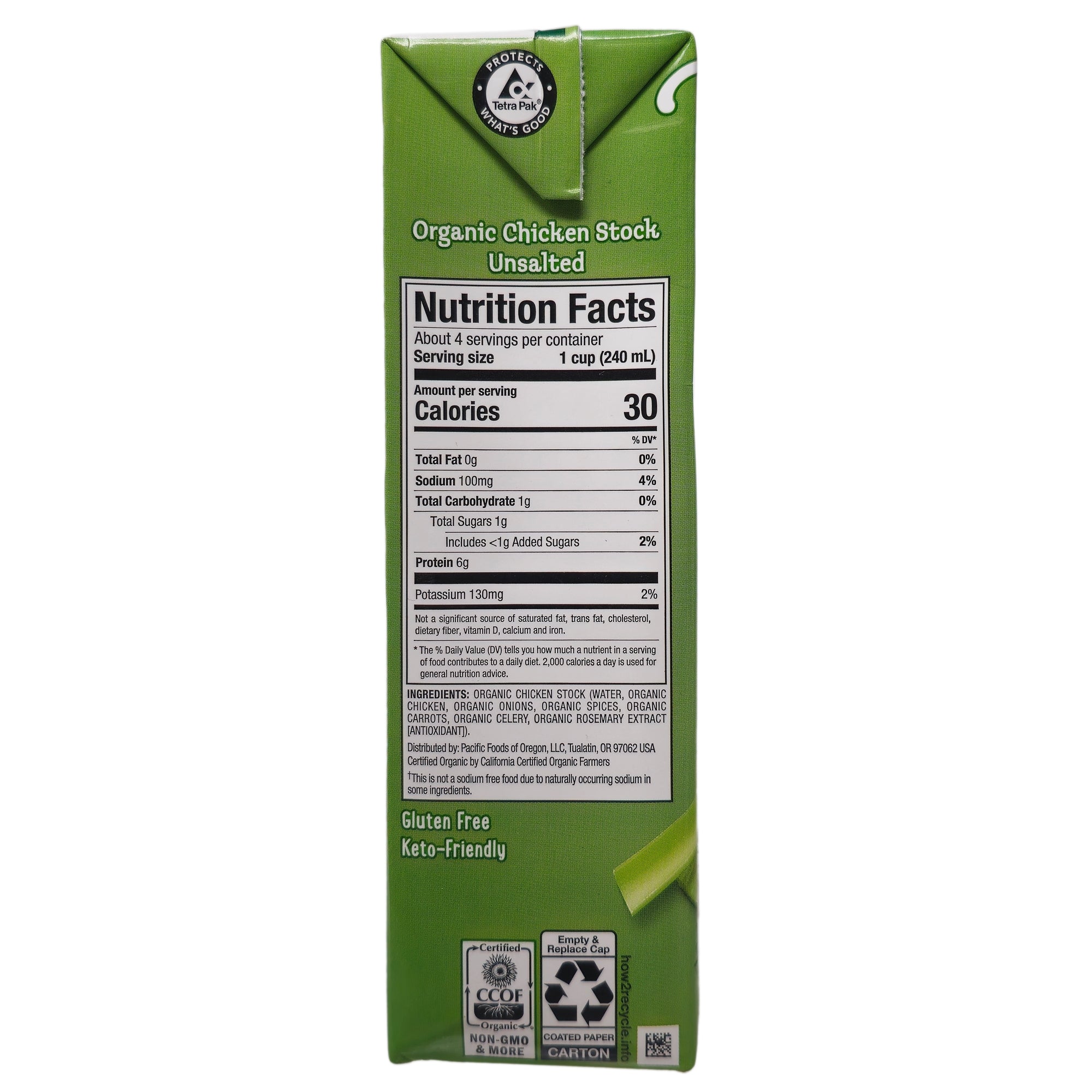 Organic Unsalted Chicken Stock - Pacific Brand, 32 oz - All-Natural, Gluten-Free, Low Sodium Broth for Soups, Stews & Cooking