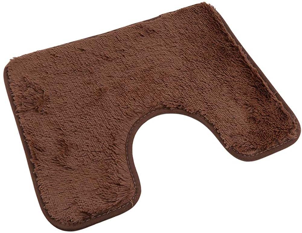 ESUPPORT 3-Piece Solid Color Bathroom Rug Set - Soft, Absorbent, Non-Slip Bath Mat & Toilet Lid Cover - Washable Brown - Perfect for Bathroom, Shower, and Toilet Area