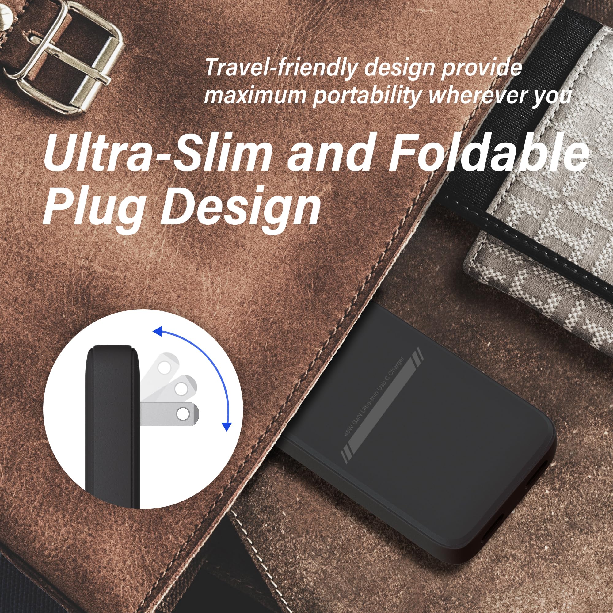 45W USB Wall Charger with PD 3.0 & GaN Technology - Dual USB C Fast Charging Plug for Laptops, Phones, Samsung Galaxy - Compact Folding Design for Travel | Perfect for Home, Office & On-the-Go Charging