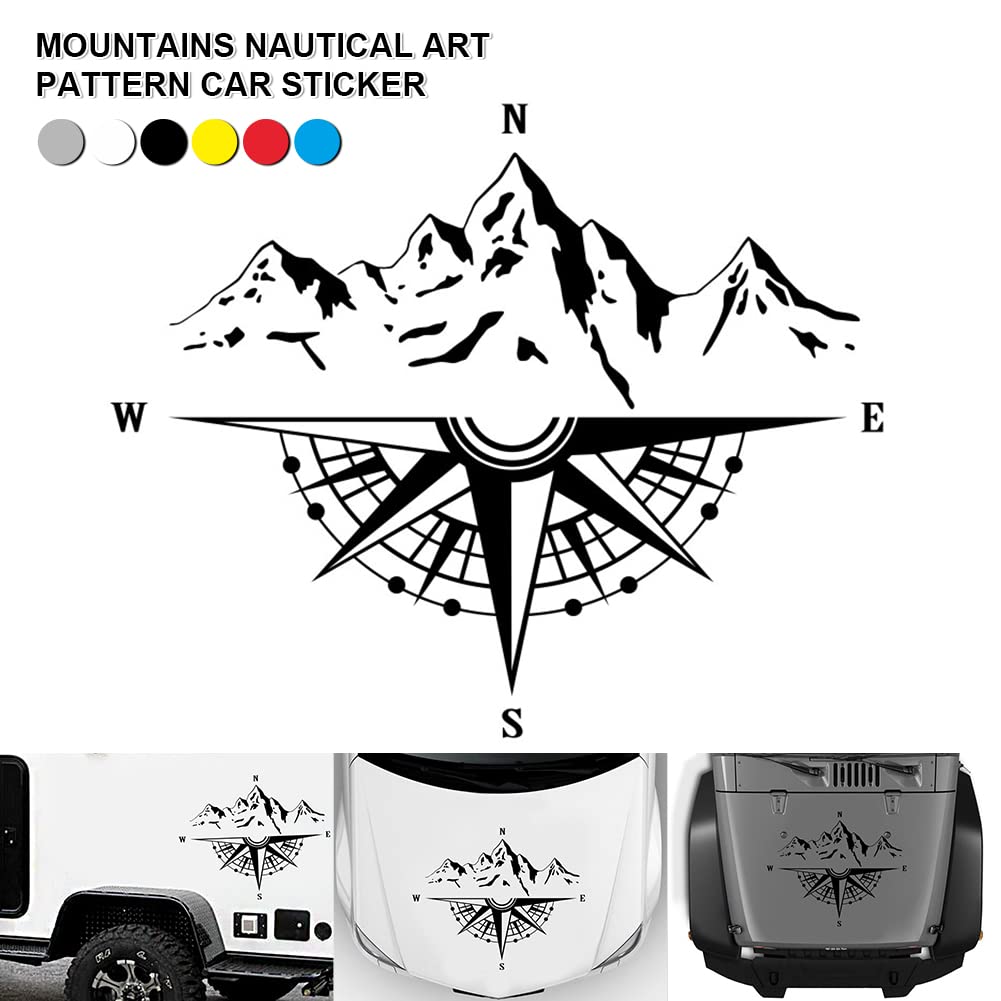 Waterproof PVC Vinyl Car Decals & Auto Compass Stickers - 50x41cm Yellow Hood & Body Styling Accessories for SUV, Truck, Jeep - Durable Vehicle Graphics for Outdoor Adventures & Road Trips