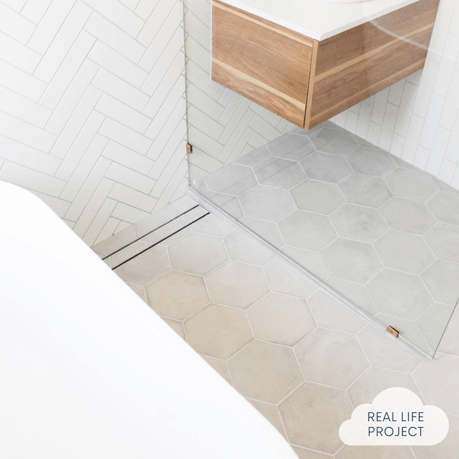 Premium White Encaustic Look Hexagon Tile for Bathroom Floor & Kitchen Backsplash - Non-Slip Ceramic Mosaic Tile - Coastal Beach Style Home Decor