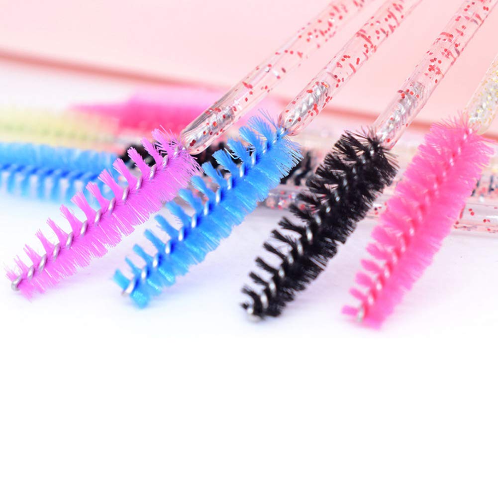100-Piece Multi-Color Crystal Disposable Eyelash & Eyebrow Brushes - Shiny Mascara Wands for Lash Extensions, Makeup Application & Professional Salon Use - Perfect for Beauty Artists, DIY Makeup & Home Spa Days