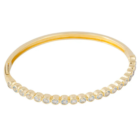 FAIRLEY Blue Topaz Bangle Bracelet - Elegant Sterling Silver Jewelry for Women - Perfect for Weddings, Parties & Special Occasions